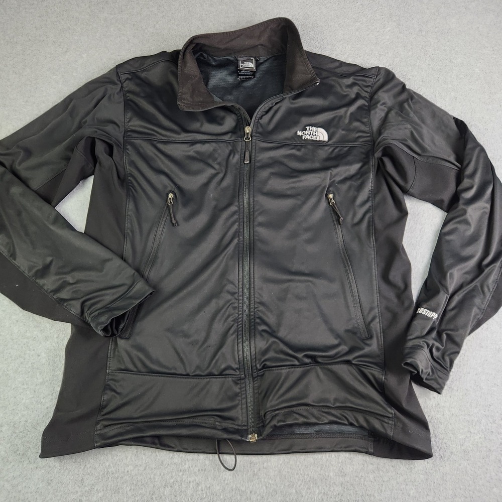 The North Face Jacket Mens Large Black Windstopper Softshell Stretch Full Zip